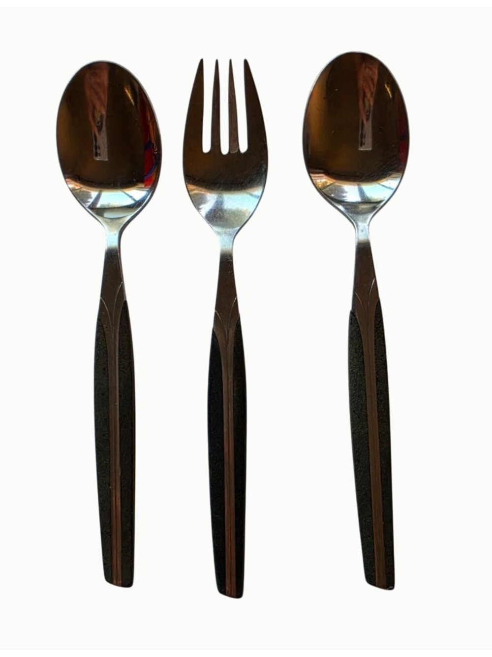 Vintage 1961 Cosmos CSM1 MCM Stainless Flatware 3 Pc Black Handle Japan